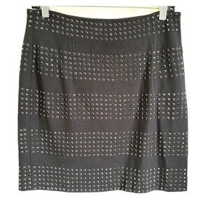 Ambiente Fashion Women's Black Studded Stretch Lined Pencil Mini Skirt Sz 8